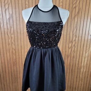 COPY - Womens Forever 21 Sz Small Black Dress 30" Length Criscross Back 100% Po…